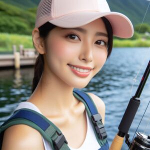釣りをしている女性（ふるさと納税）