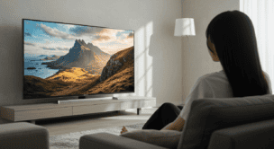 テレビを見ている女性